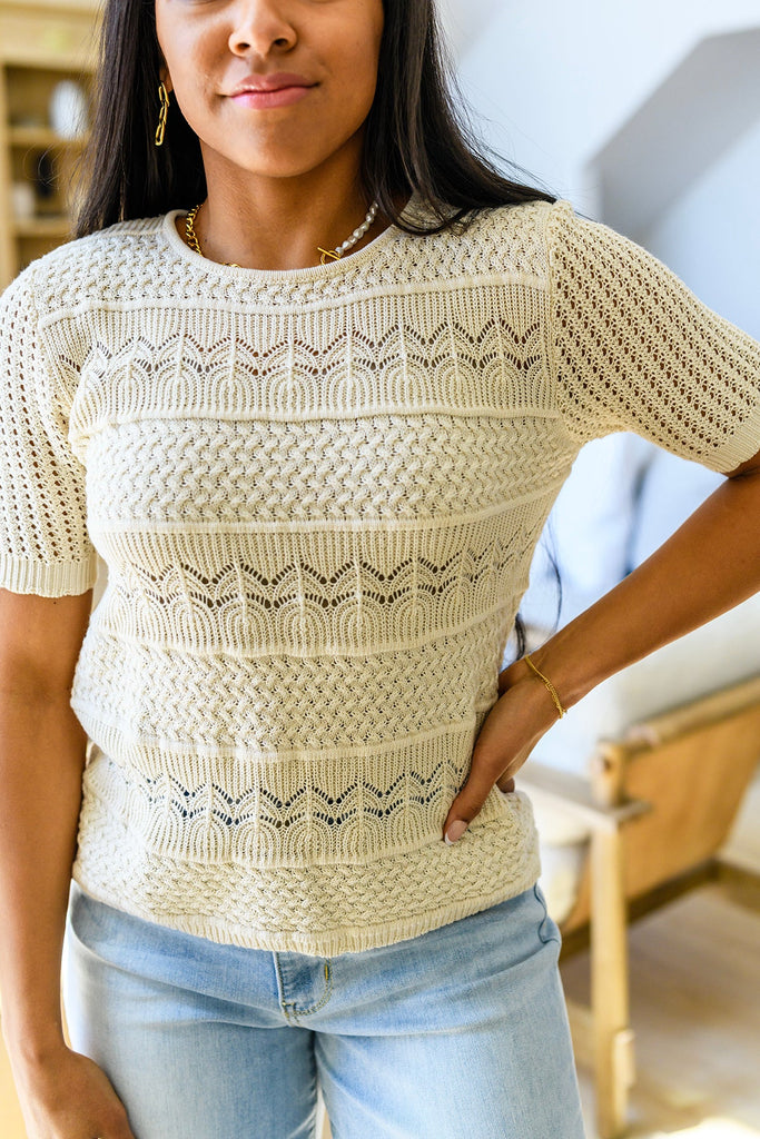 Thea Crocheted Knit Top-Womens-Timber Brooke Boutique, Online Women's Fashion Boutique in Amarillo, Texas
