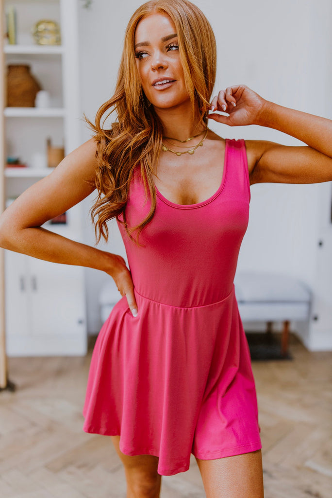 Think Pink Sleeveless Skort Dress-Womens-Timber Brooke Boutique, Online Women's Fashion Boutique in Amarillo, Texas