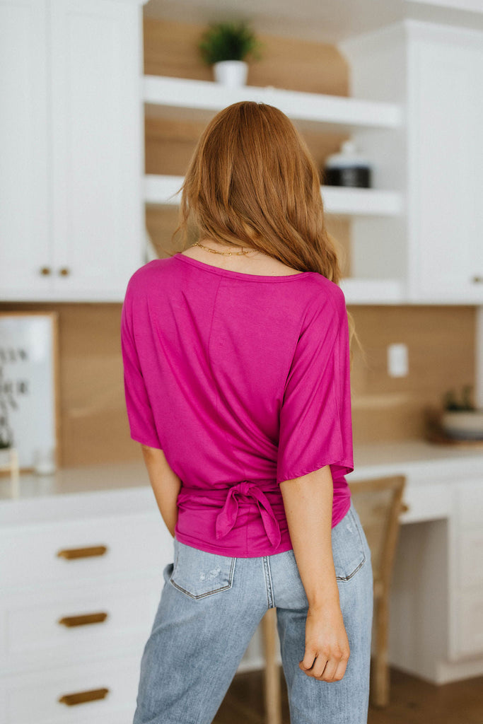 Tied Up With a Bow Top in Magenta-Womens-Timber Brooke Boutique, Online Women's Fashion Boutique in Amarillo, Texas