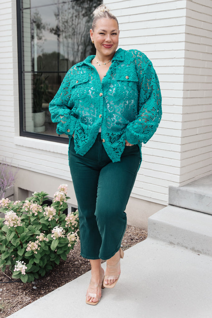 Topped with Lace Button Down-Womens-Timber Brooke Boutique, Online Women's Fashion Boutique in Amarillo, Texas