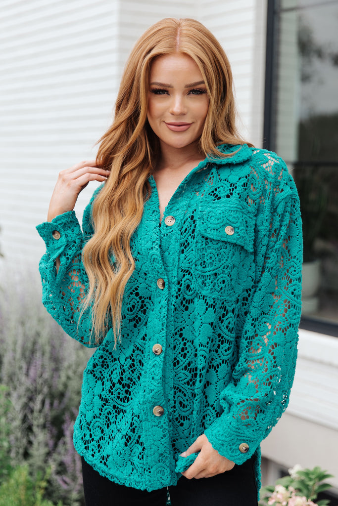 Topped with Lace Button Down-Womens-Timber Brooke Boutique, Online Women's Fashion Boutique in Amarillo, Texas