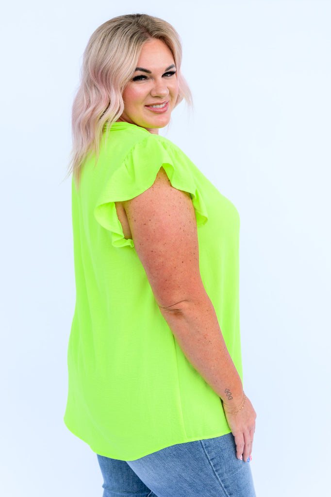 Under Neon Lights Ruffle Sleeve Top-Womens-Timber Brooke Boutique, Online Women's Fashion Boutique in Amarillo, Texas