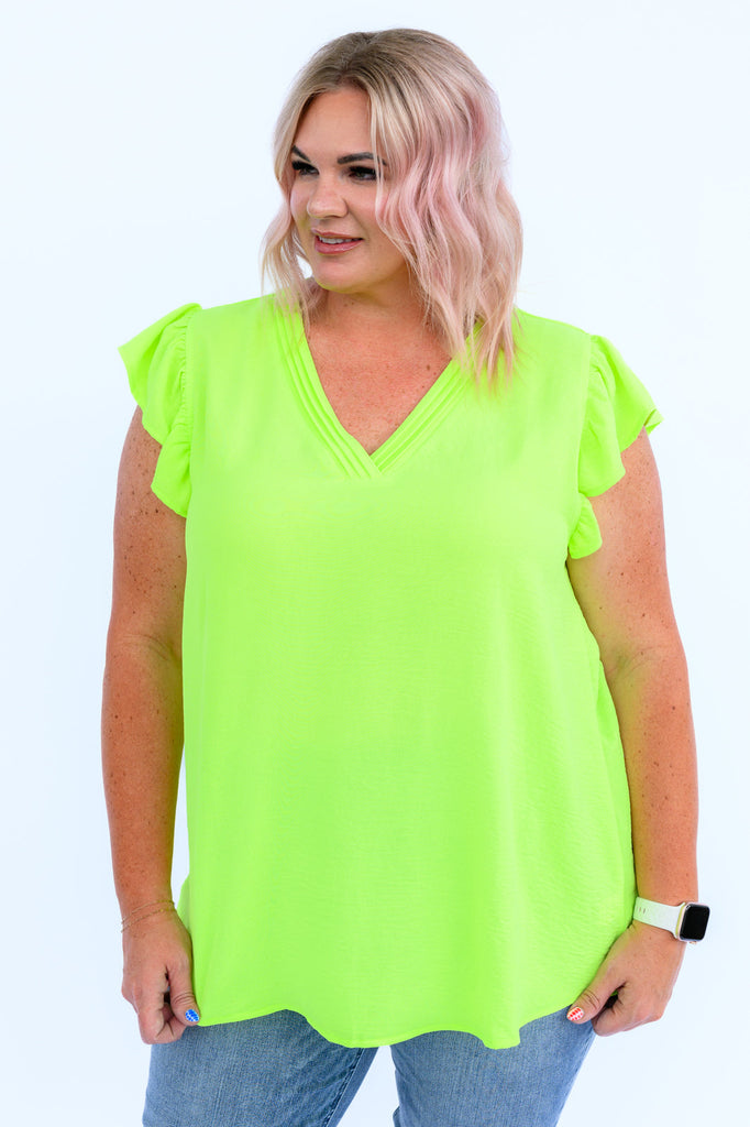 Under Neon Lights Ruffle Sleeve Top-Womens-Timber Brooke Boutique, Online Women's Fashion Boutique in Amarillo, Texas