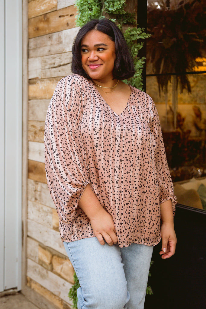 Vivian Satin Blouse in Rose Gold-Womens-Timber Brooke Boutique, Online Women's Fashion Boutique in Amarillo, Texas