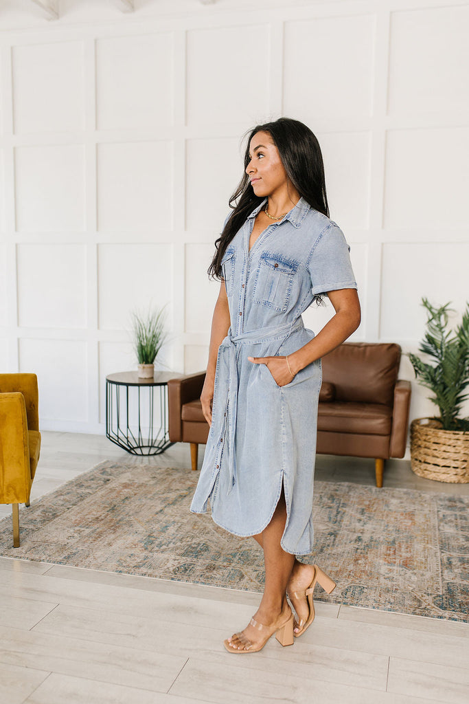 Wait For It Denim Shirtdress-Womens-Timber Brooke Boutique, Online Women's Fashion Boutique in Amarillo, Texas
