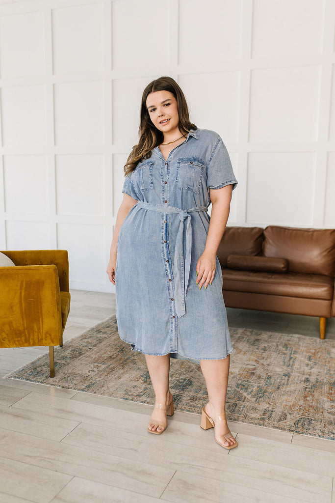 Wait For It Denim Shirtdress-Womens-Timber Brooke Boutique, Online Women's Fashion Boutique in Amarillo, Texas