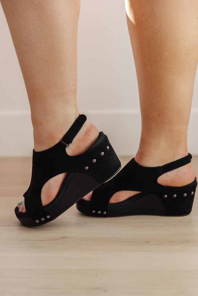 Walk This Way Wedge Sandals in Black Suede-Womens-Timber Brooke Boutique, Online Women's Fashion Boutique in Amarillo, Texas