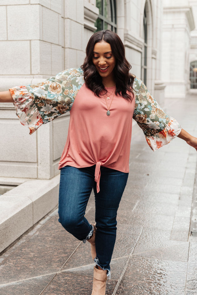 Wear Your Floral On Your Sleeves Top-Womens-Timber Brooke Boutique, Online Women's Fashion Boutique in Amarillo, Texas