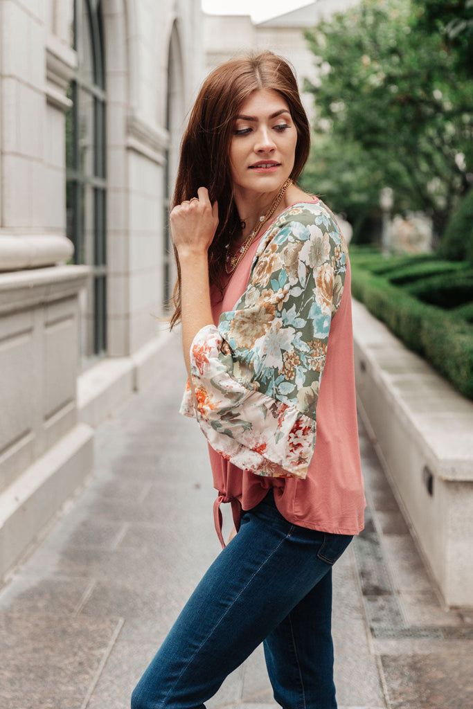 Wear Your Floral On Your Sleeves Top-Womens-Timber Brooke Boutique, Online Women's Fashion Boutique in Amarillo, Texas
