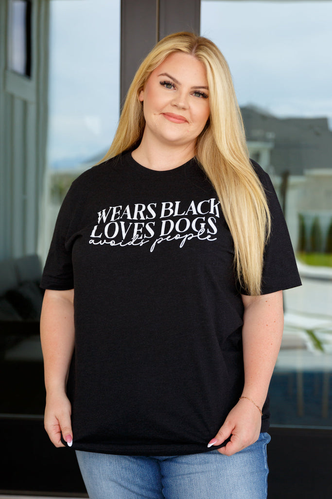 Wears Black, Loves Dogs Graphic Tee in Heather Black-Womens-Timber Brooke Boutique, Online Women's Fashion Boutique in Amarillo, Texas