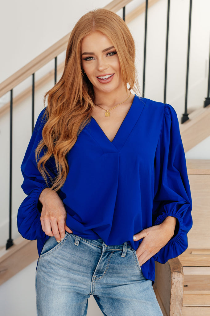 What Do You Say Balloon Sleeve Blouse-Womens-Timber Brooke Boutique, Online Women's Fashion Boutique in Amarillo, Texas