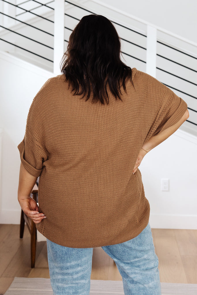 Wonder Why V-Neck Short Sleeve Sweater-Womens-Timber Brooke Boutique, Online Women's Fashion Boutique in Amarillo, Texas
