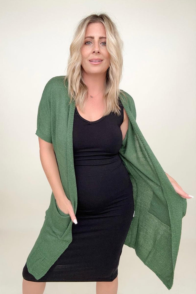 Shorts Sleeve Light Knit Dolman Cardigan-Cardigans-Timber Brooke Boutique, Online Women's Fashion Boutique in Amarillo, Texas