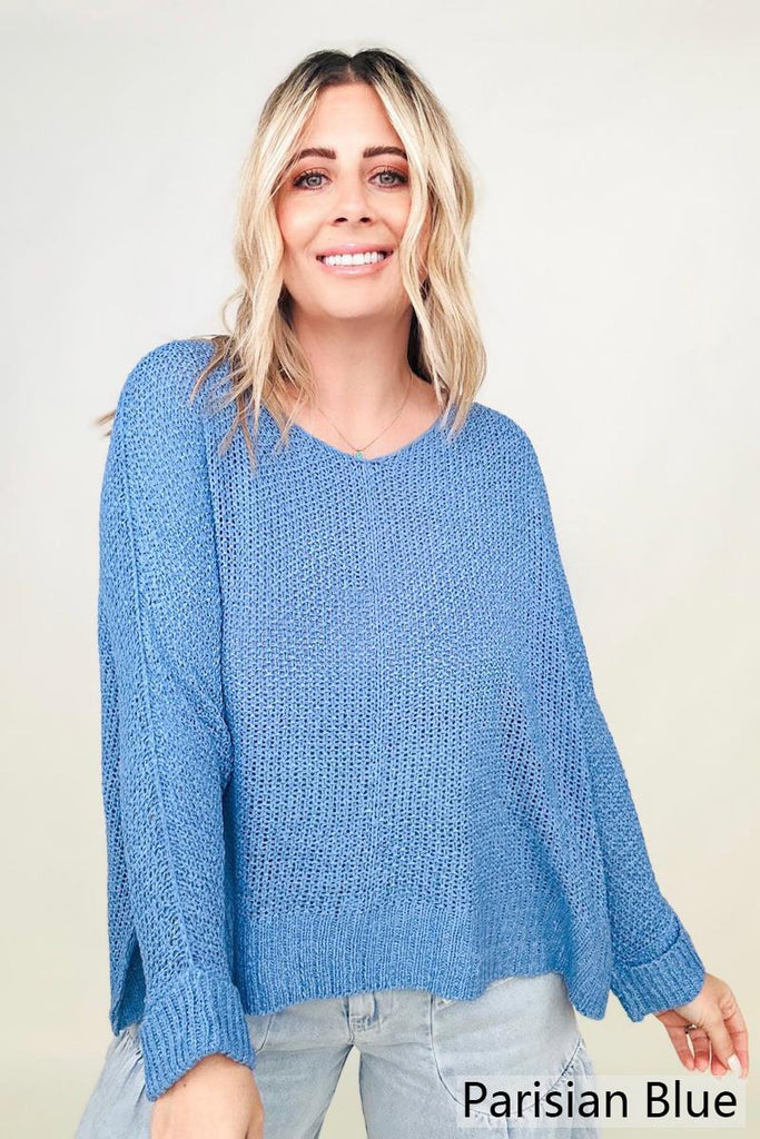 Petal Dew Round Neck Light Knit Sweater-Sweaters-Timber Brooke Boutique, Online Women's Fashion Boutique in Amarillo, Texas