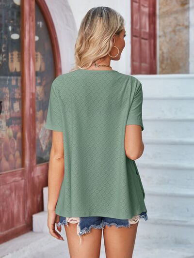 Eyelet Open Front Short Sleeve Cover Up-Timber Brooke Boutique, Online Women's Fashion Boutique in Amarillo, Texas