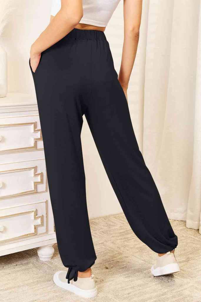 Basic Bae Full Size Soft Rayon Drawstring Waist Pants with Pockets-Pants-Timber Brooke Boutique, Online Women's Fashion Boutique in Amarillo, Texas