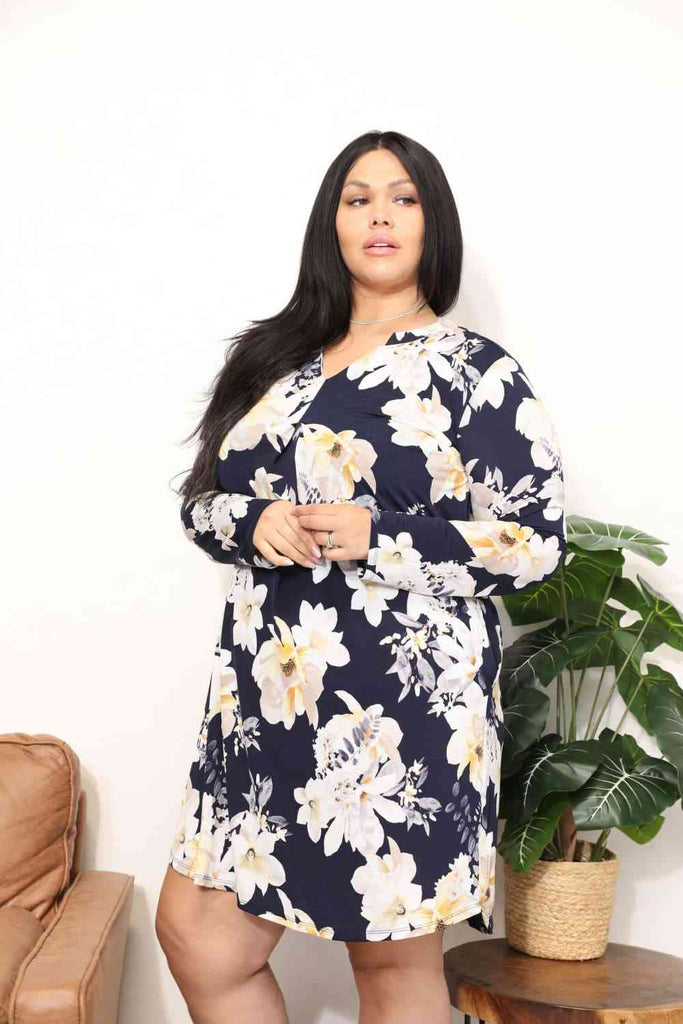 Sew In Love Full Size Flower Print Shirt Dress-Dresses-Timber Brooke Boutique, Online Women's Fashion Boutique in Amarillo, Texas