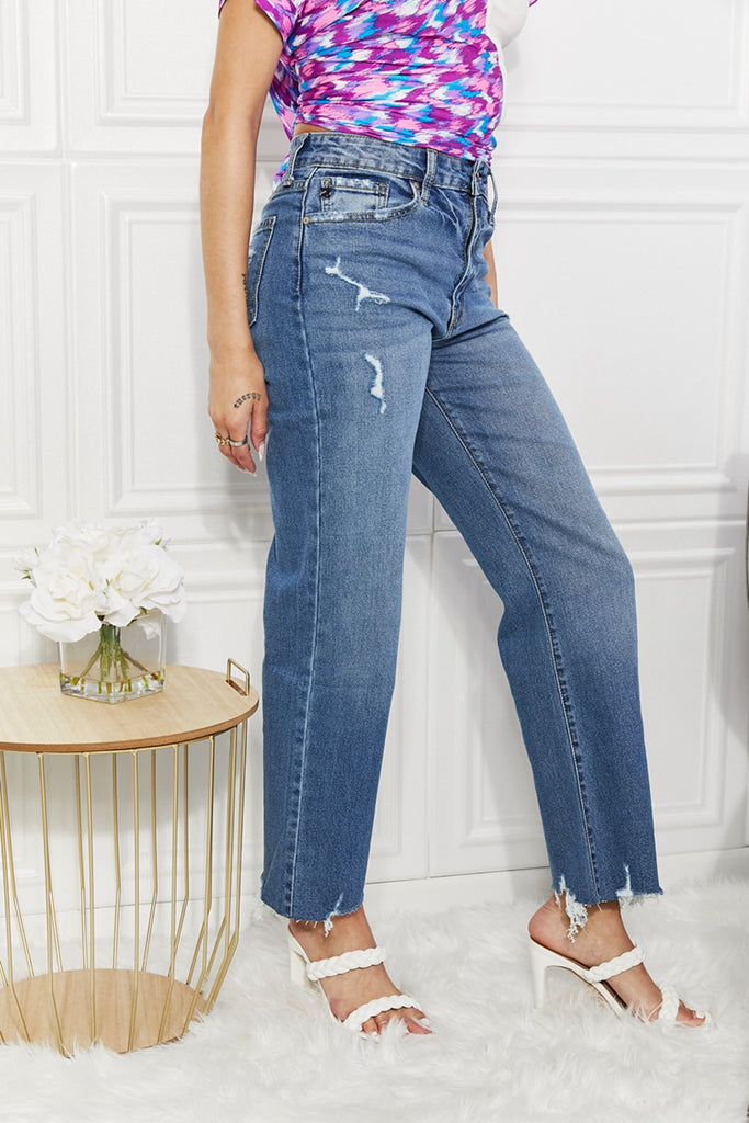 Kancan Full Size Melanie Crop Wide Leg Jeans-Timber Brooke Boutique, Online Women's Fashion Boutique in Amarillo, Texas