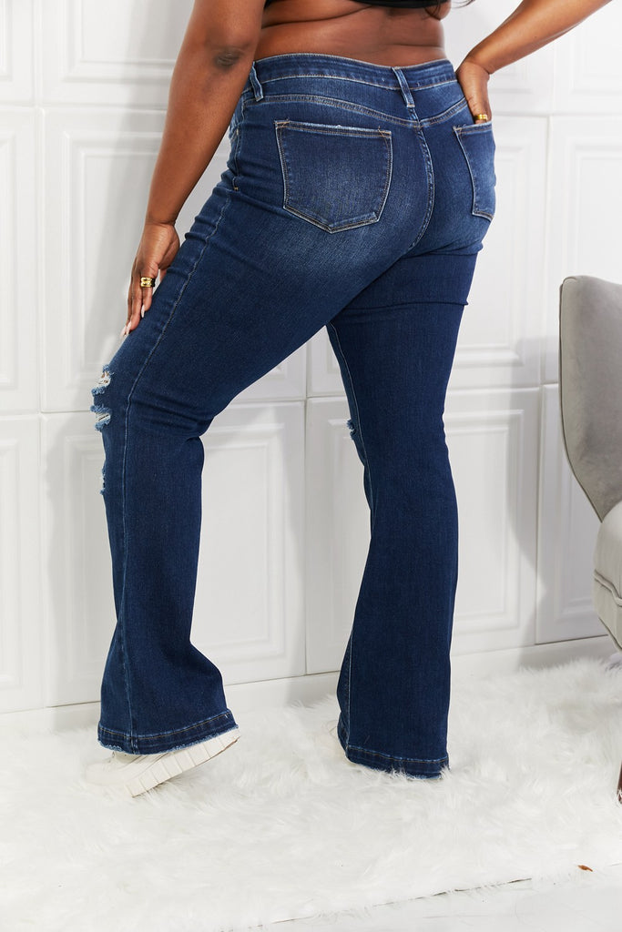 Kancan Full Size Reese Midrise Button Fly Flare Jeans-Timber Brooke Boutique, Online Women's Fashion Boutique in Amarillo, Texas