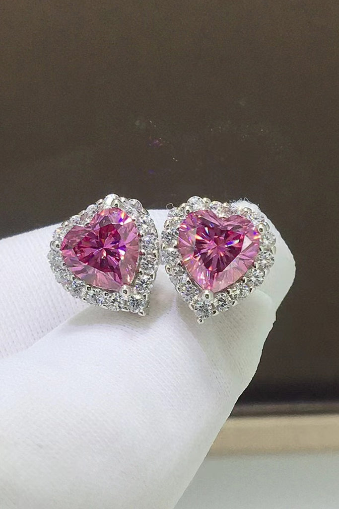2 Carat Moissanite Heart-Shaped Earrings-Timber Brooke Boutique, Online Women's Fashion Boutique in Amarillo, Texas