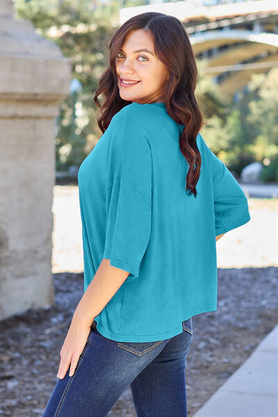 Basic Bae Full Size Round Neck Drop Shoulder T-Shirt-Timber Brooke Boutique, Online Women's Fashion Boutique in Amarillo, Texas