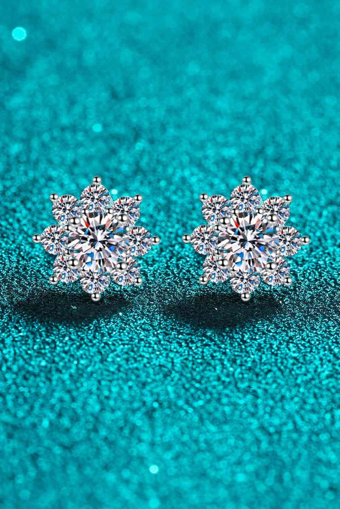 1 Carat Moissanite 925 Sterling Silver Flower Earrings-Timber Brooke Boutique, Online Women's Fashion Boutique in Amarillo, Texas