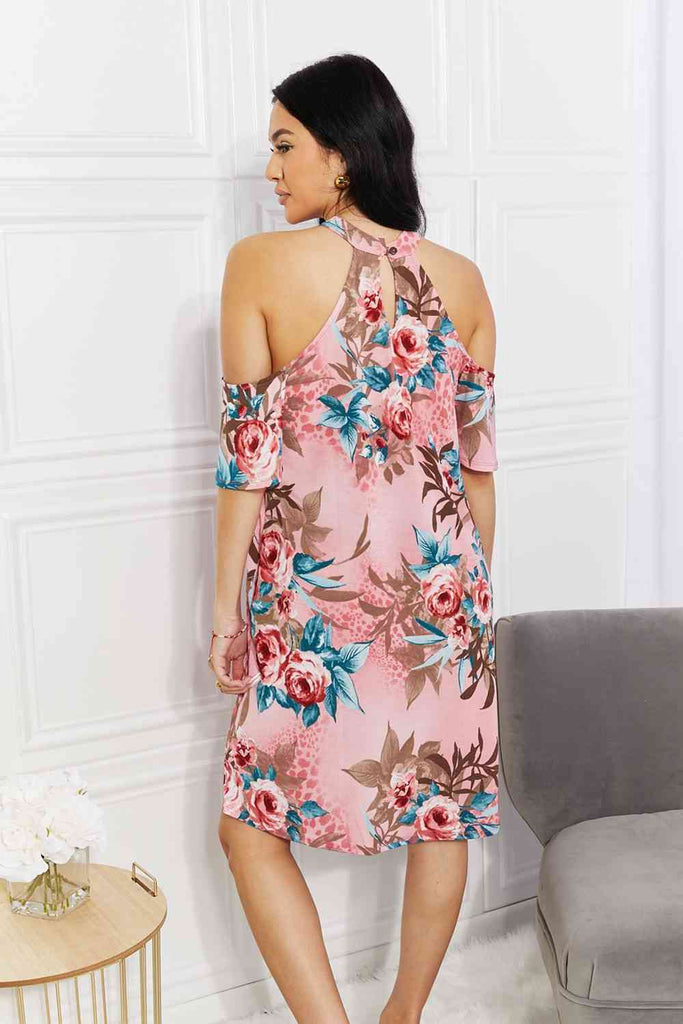 Sew In Love Full Size Fresh-Cut Flowers Cold-Shoulder Dress-Timber Brooke Boutique, Online Women's Fashion Boutique in Amarillo, Texas
