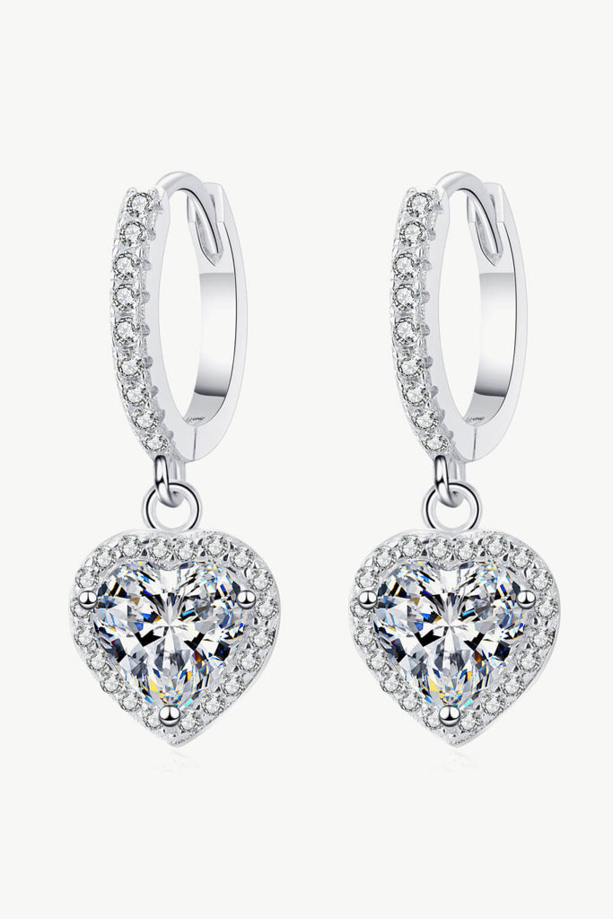 2 Carat Moissanite Heart-Shaped Drop Earrings-Timber Brooke Boutique, Online Women's Fashion Boutique in Amarillo, Texas