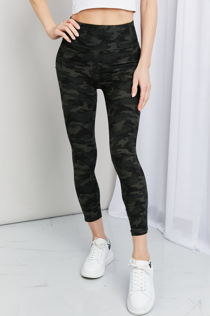 LOVEIT Full Size Camouflage Wide Waistband Pocket Leggings-Timber Brooke Boutique, Online Women's Fashion Boutique in Amarillo, Texas