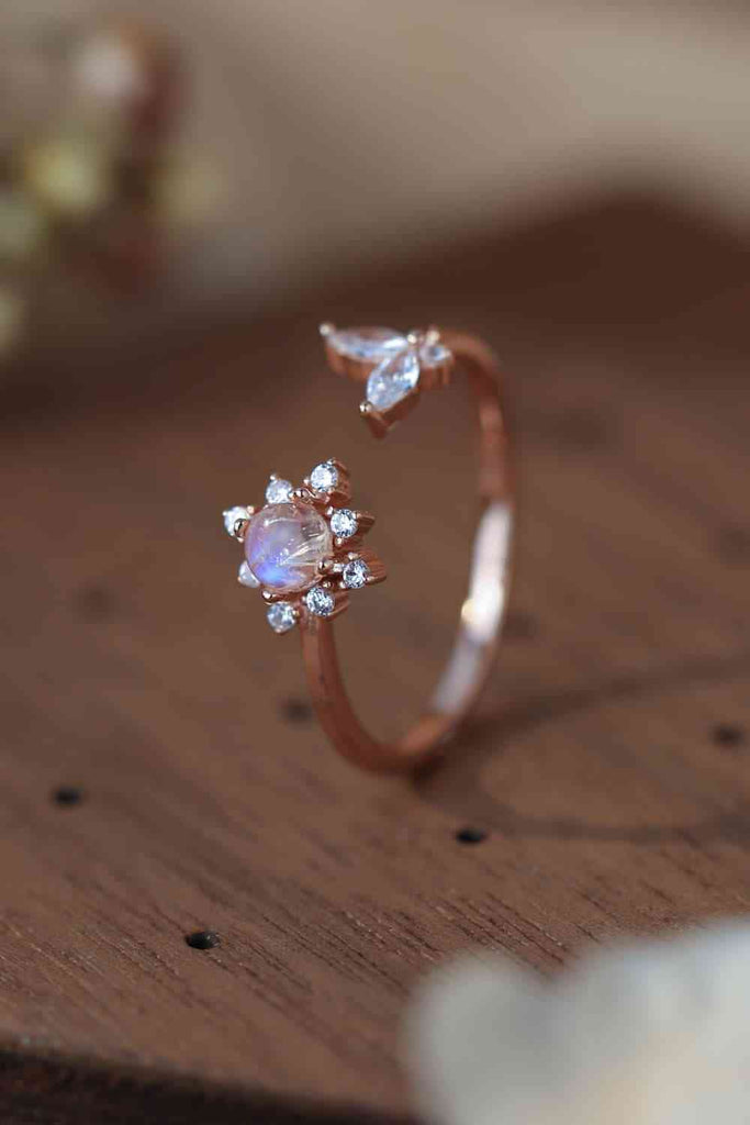 Moonstone 18K Rose Gold-Plated Open Ring-Timber Brooke Boutique, Online Women's Fashion Boutique in Amarillo, Texas
