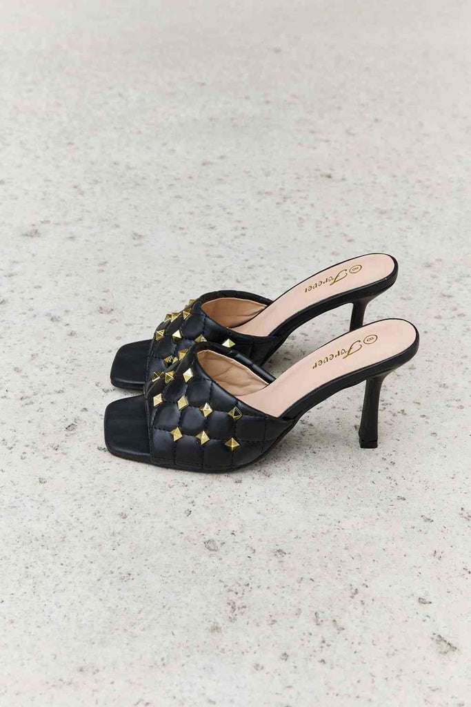 Forever Link Square Toe Quilted Mule Heels in Black-Timber Brooke Boutique, Online Women's Fashion Boutique in Amarillo, Texas
