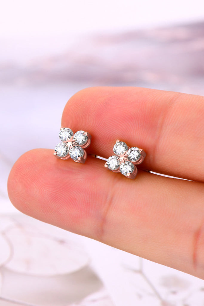 Moissanite 925 Sterling Silver Four-Leaf Clover Shape Earrings-Timber Brooke Boutique, Online Women's Fashion Boutique in Amarillo, Texas