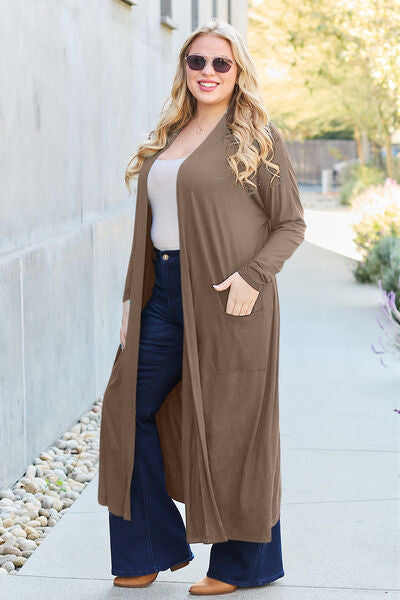 Basic Bae Full Size Open Front Long Sleeve Cover Up-Timber Brooke Boutique, Online Women's Fashion Boutique in Amarillo, Texas