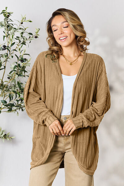 Basic Bae Full Size Ribbed Cocoon Cardigan-Timber Brooke Boutique, Online Women's Fashion Boutique in Amarillo, Texas