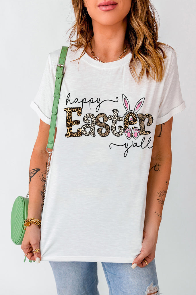 HAPPY EASTER Y'ALL Graphic Round Neck Tee-Timber Brooke Boutique, Online Women's Fashion Boutique in Amarillo, Texas