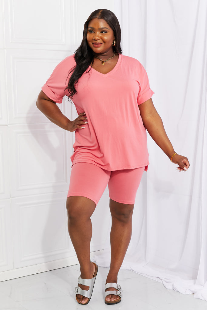 Zenana Full Size Quiet Moments Brushed Lounge Set in Coral-Loungewear-Timber Brooke Boutique, Online Women's Fashion Boutique in Amarillo, Texas