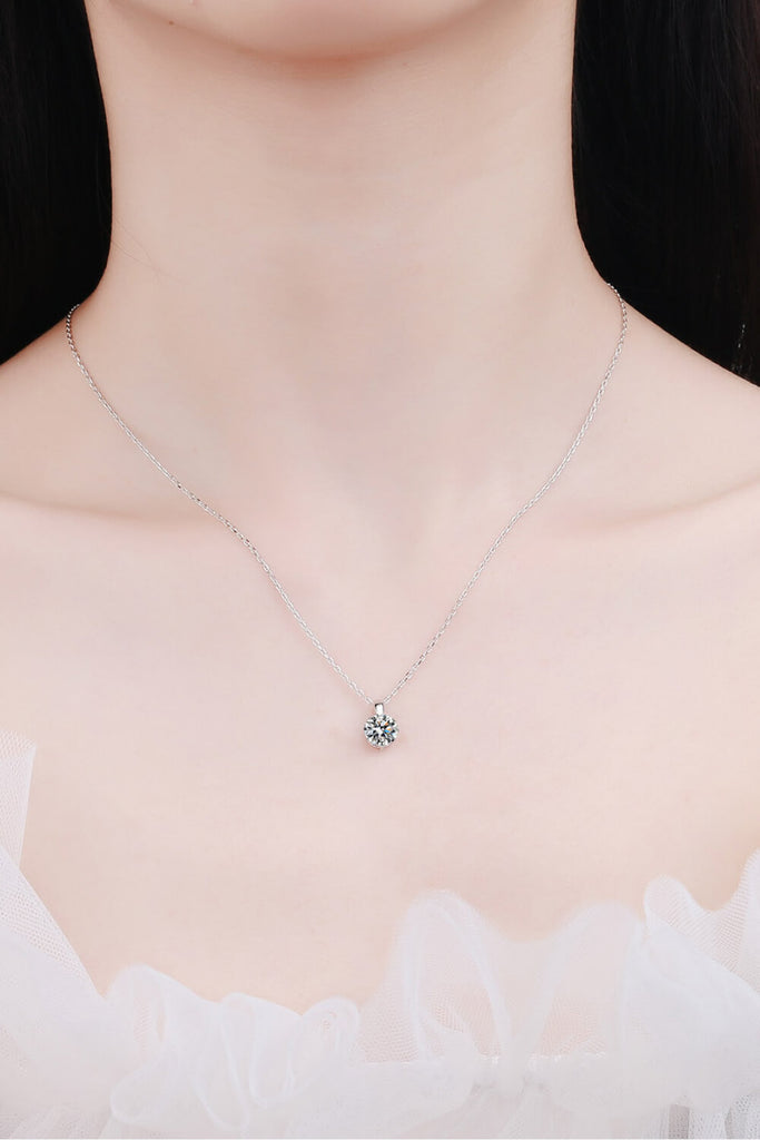 Minimalist 925 Sterling Silver Moissanite Pendant Necklace-Timber Brooke Boutique, Online Women's Fashion Boutique in Amarillo, Texas
