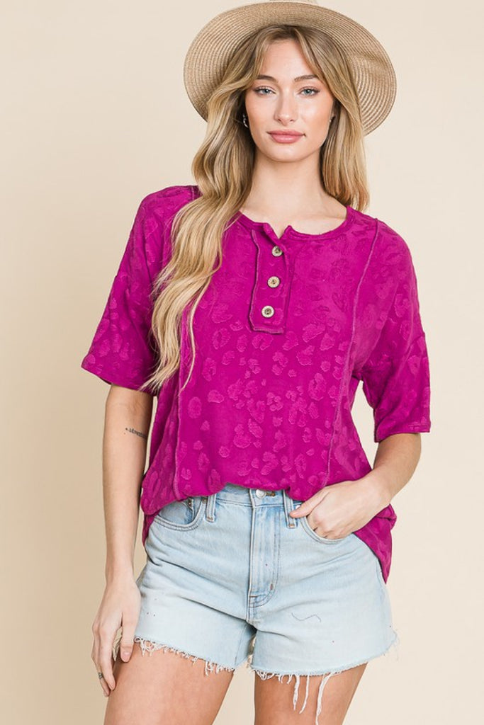 BOMBOM At The Fair Animal Textured Top-Timber Brooke Boutique, Online Women's Fashion Boutique in Amarillo, Texas