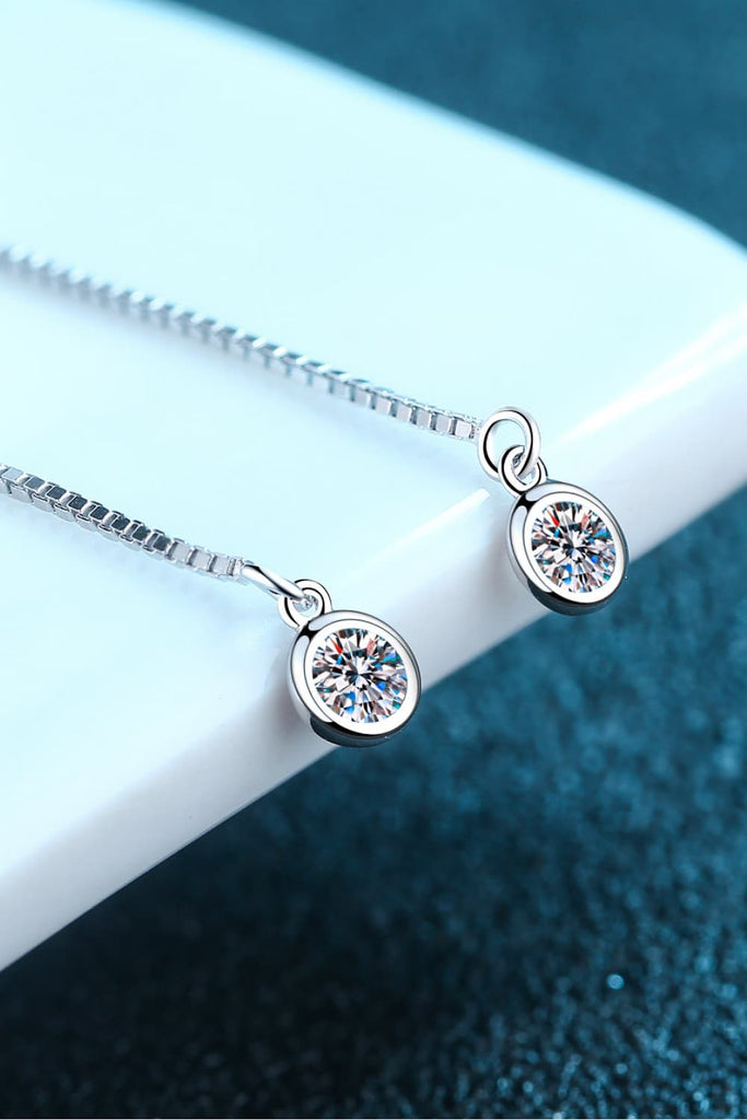 Moissanite 925 Sterling Silver Threader Earrings-Timber Brooke Boutique, Online Women's Fashion Boutique in Amarillo, Texas