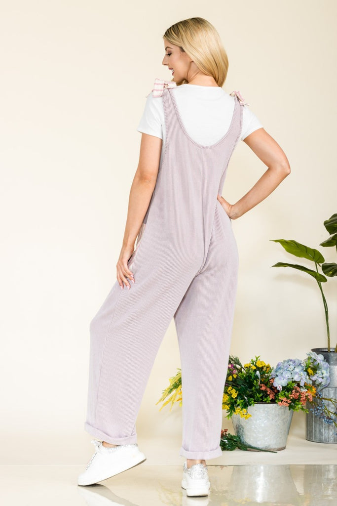 Celeste Full Size Stripe Contrast Pocket Rib Jumpsuit-Timber Brooke Boutique, Online Women's Fashion Boutique in Amarillo, Texas