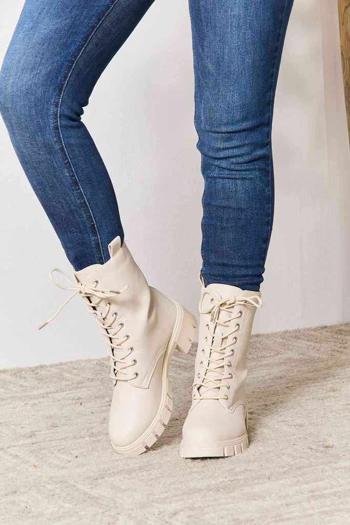 East Lion Corp Zip Back Lace-up Front Combat Boots-Timber Brooke Boutique, Online Women's Fashion Boutique in Amarillo, Texas