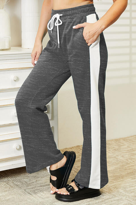 Ninexis Full Size Side Stripe Drawstring Pants-Timber Brooke Boutique, Online Women's Fashion Boutique in Amarillo, Texas