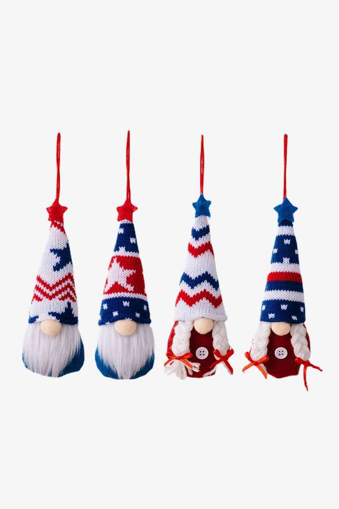 4-Piece Independence Day Knit Hanging Gnomes-Timber Brooke Boutique, Online Women's Fashion Boutique in Amarillo, Texas