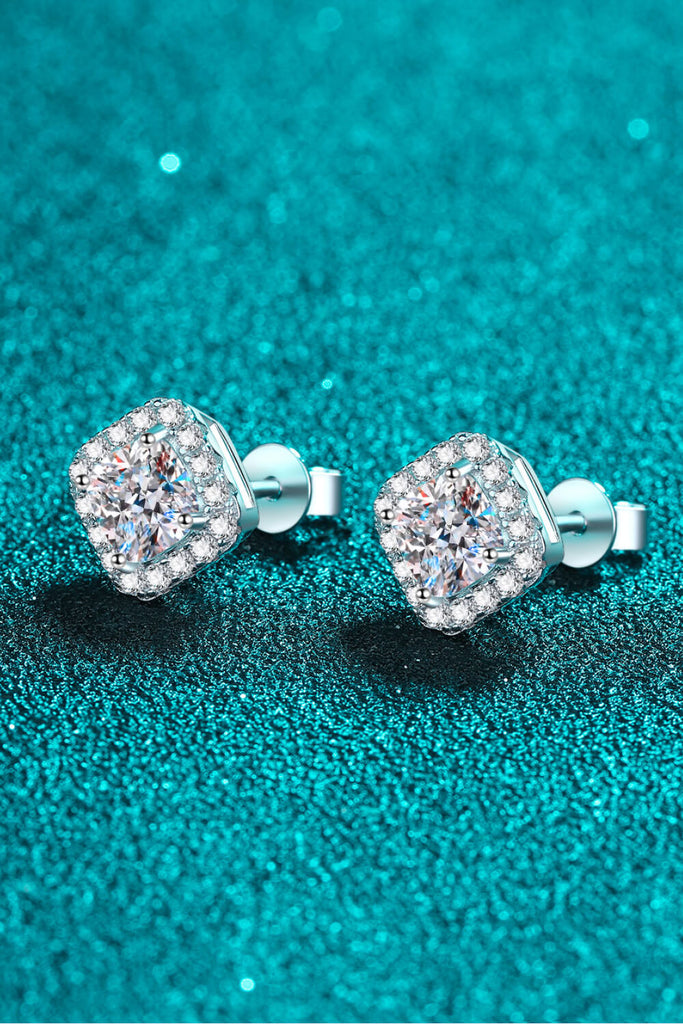 925 Sterling Silver Inlaid 2 Carat Moissanite Square Stud Earrings-Timber Brooke Boutique, Online Women's Fashion Boutique in Amarillo, Texas