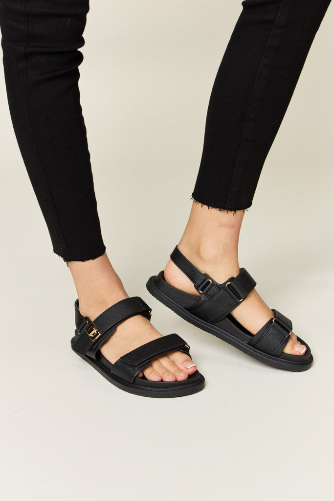 WILD DIVA Velcro Double Strap Slingback Sandals-Timber Brooke Boutique, Online Women's Fashion Boutique in Amarillo, Texas