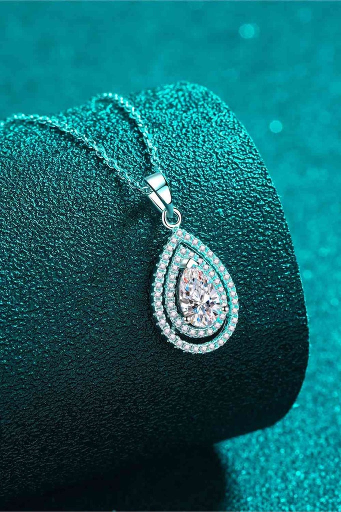 1 Carat Moissanite Teardrop Pendant Necklace-Timber Brooke Boutique, Online Women's Fashion Boutique in Amarillo, Texas