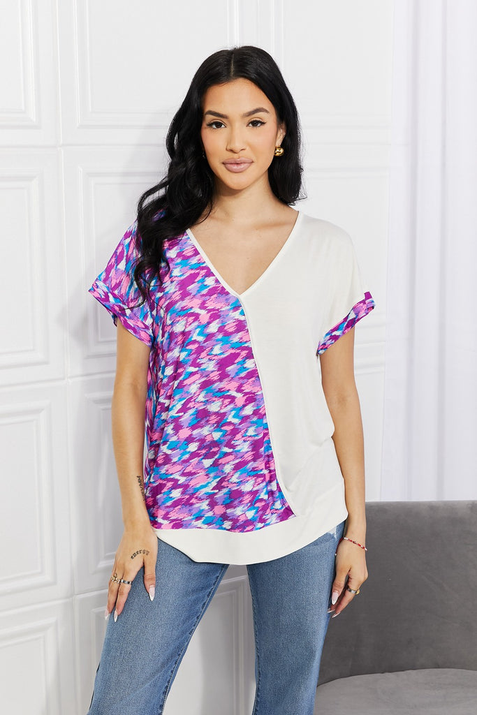 Sew In Love Full Size Open Road Printed Color Block Tee-Timber Brooke Boutique, Online Women's Fashion Boutique in Amarillo, Texas