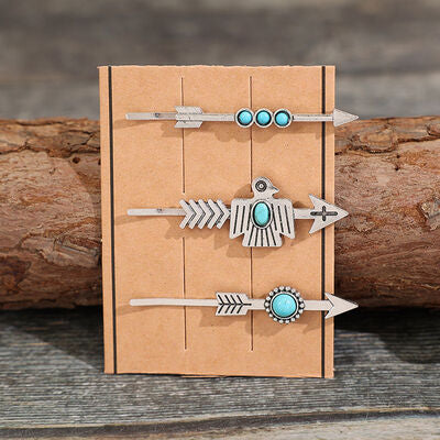 3 PCS/Set Artificial Turquoise Hair Pins-Timber Brooke Boutique, Online Women's Fashion Boutique in Amarillo, Texas