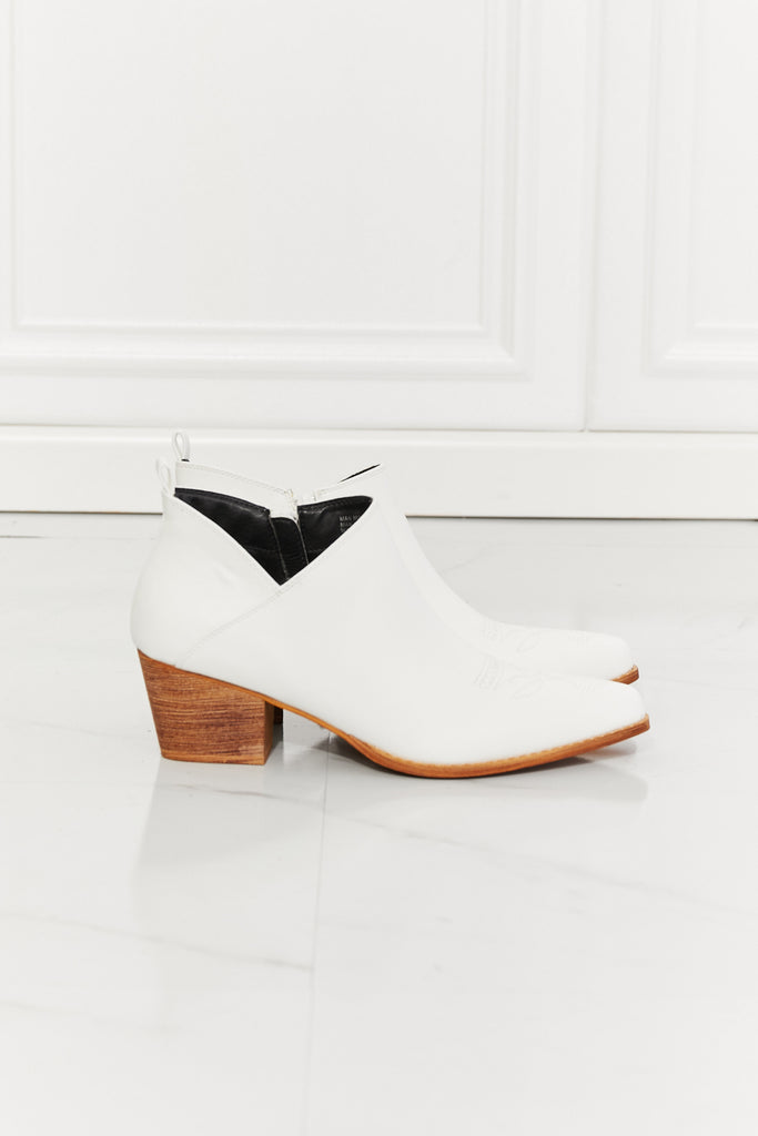 MMShoes Trust Yourself Embroidered Crossover Cowboy Bootie in White-Timber Brooke Boutique, Online Women's Fashion Boutique in Amarillo, Texas