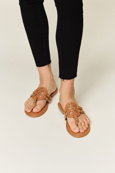 Forever Link Cutout PU Leather Open Toe Sandals-Timber Brooke Boutique, Online Women's Fashion Boutique in Amarillo, Texas